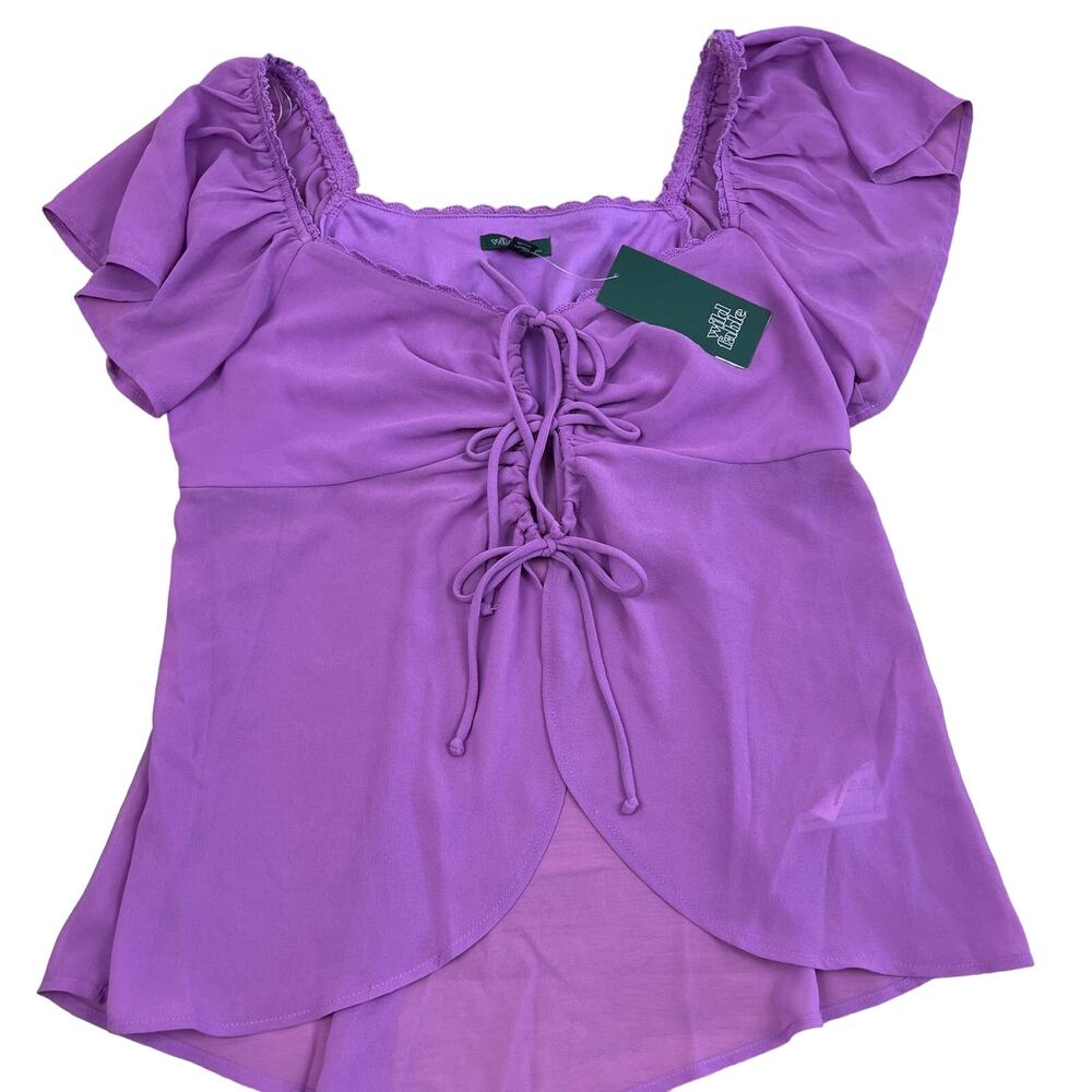 Wild Fable Women's Vibrant Purple Flutter Short Sleeve Top - Size Small - NWT